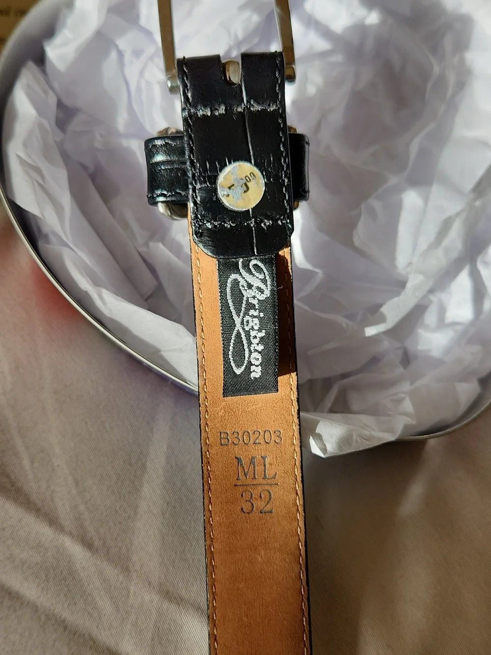 BRIGHTON Water Lily Black Leather Belt - Picture 5 of 6